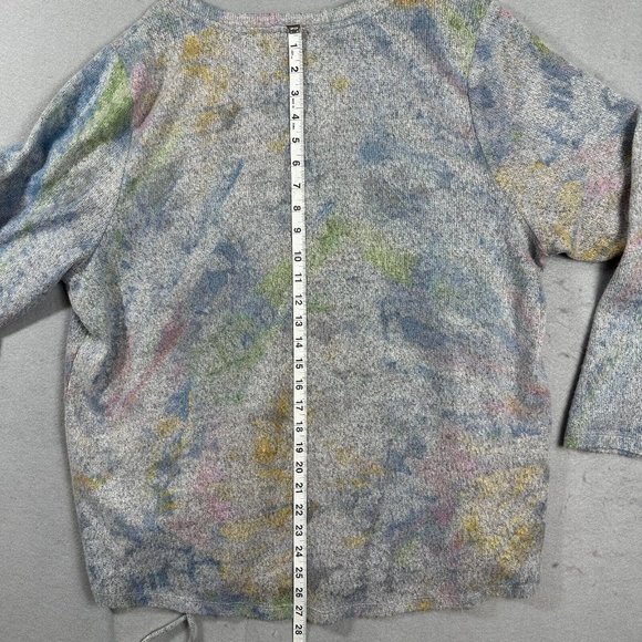 CJ Banks Womens  Pull Over Sweater 2X Grey Blue Pink Yellow Long Sleeve - Picture 9 of 9